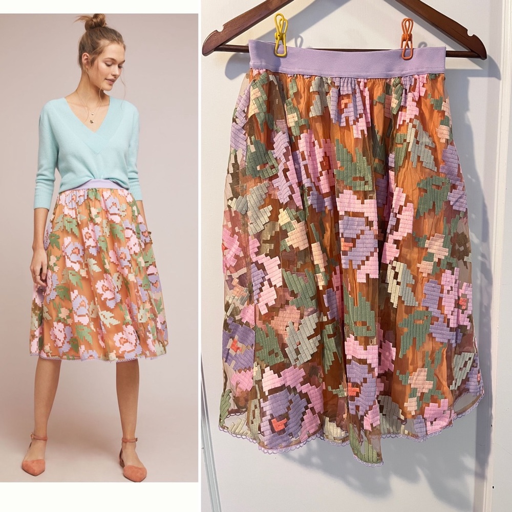 NWT Maeve Pixelated Midi tulle skirt (sold by Anthropologie)